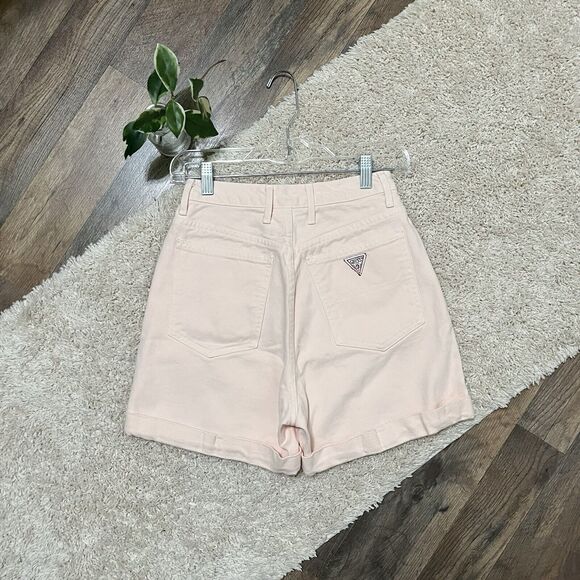 Vintage Guess Size 27 Pink High Waisted Cuffed Mom Shorts - Picture 1 of 6
